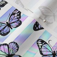 Iridescent Butterflies on Marbled Unicorn Stripes