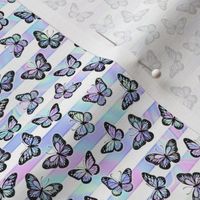Micro Iridescent Butterflies on Marbled Unicorn Stripes