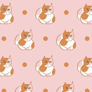 Ginger Pink Calico Cats - with Dots