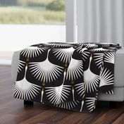 Art Deco Swans - 12" Fabric and Wallpaper - BLACK AND WHITE
