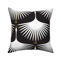 Art Deco Swans - 12" Fabric and Wallpaper - BLACK AND WHITE