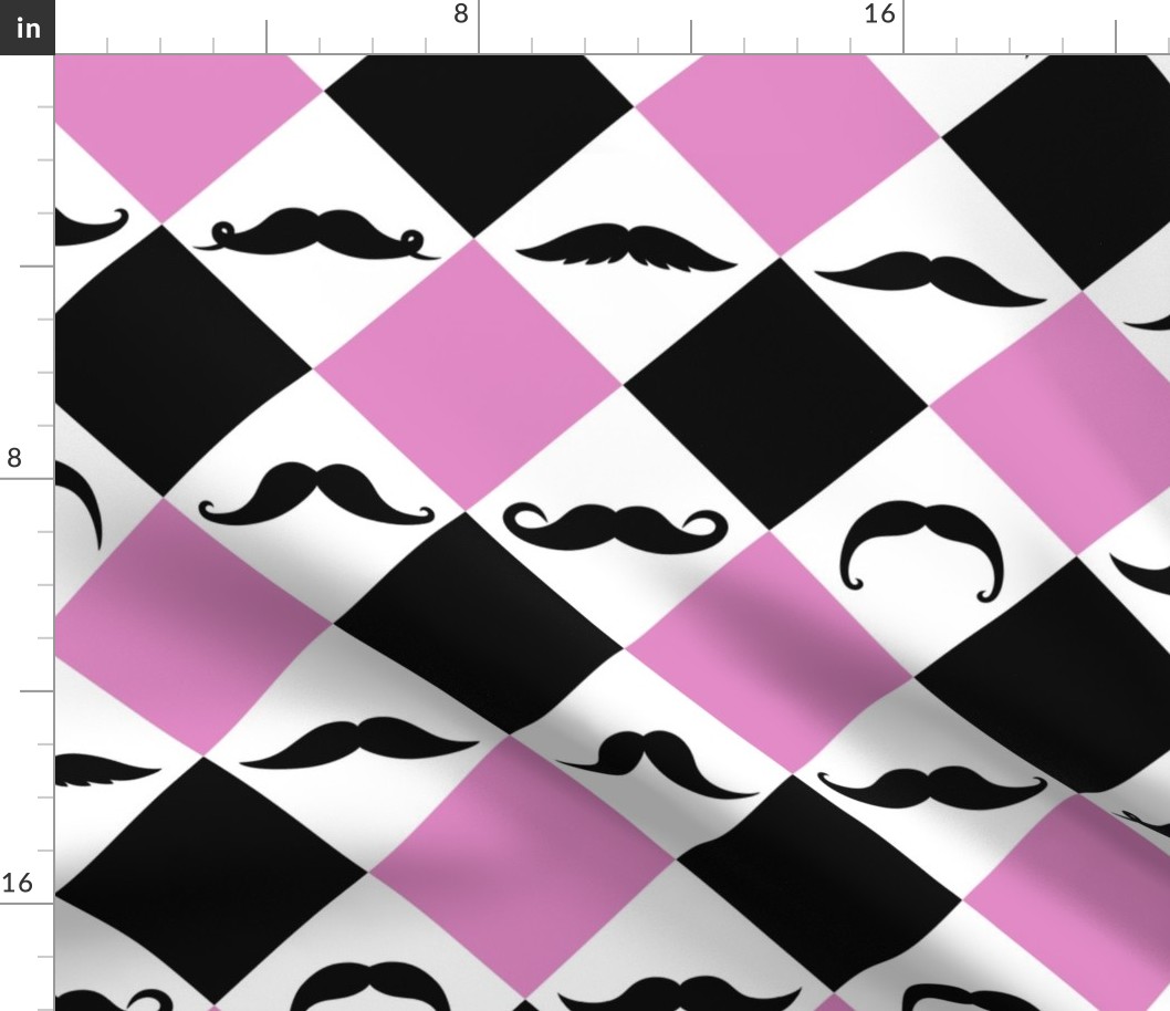 Moustaches Black and Pink - Medium