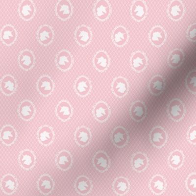 Micro Unicorn Cameo Portrait Pattern on Blush Pink