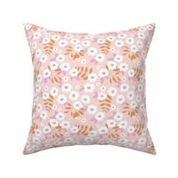 Daisies and buttercup lilies boho garden summer soft pink cinnamon white