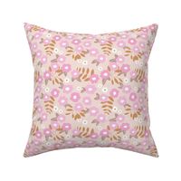 Daisies and buttercup lilies boho garden summer soft beige pink