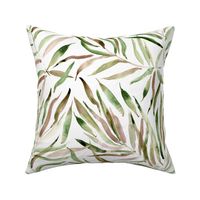 Large scale palm springs in khaki and earthy - watercolor tropical leaves for modern home decor, bedding - scandi nature leaf pattern