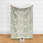 Large scale palm springs in khaki and earthy - watercolor tropical leaves for modern home decor, bedding - scandi nature leaf pattern