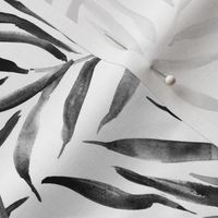 Noir palm springs - watercolor grey tropical leaves p289