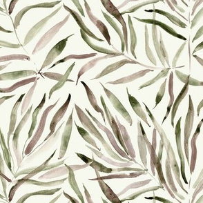 Khaki palm springs - watercolor tropical leaves 289