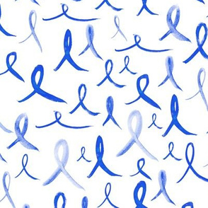 Blue ribbons for cancer awareness - medical cancer related color pattern p284