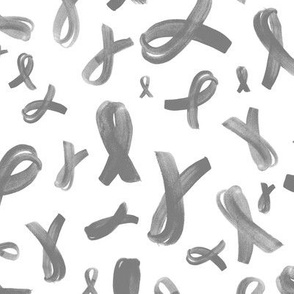 Grey watercolor ribbons for cancer awareness - medical cancer related pattern