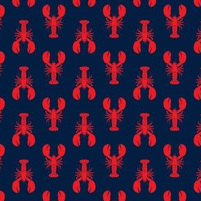 (1" scale) lobsters - red on navy - C20BS
