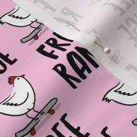 free range chicken - skateboarding chicken - pink - LAD20