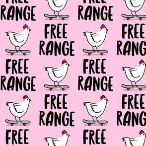 free range chicken - skateboarding chicken - pink - LAD20