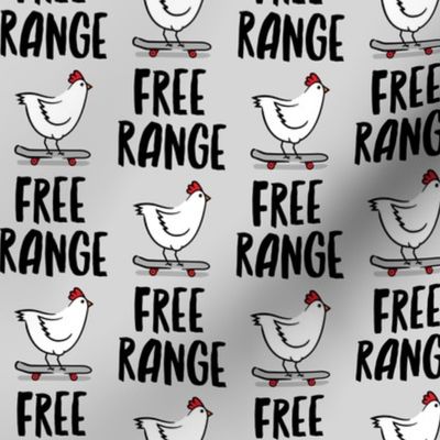 free range chicken - skateboarding chicken - grey - LAD20