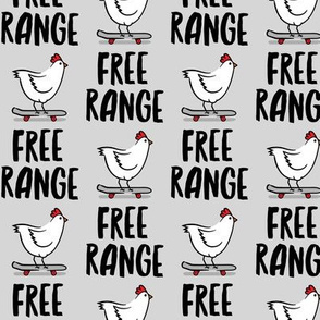 free range chicken - skateboarding chicken - grey - LAD20