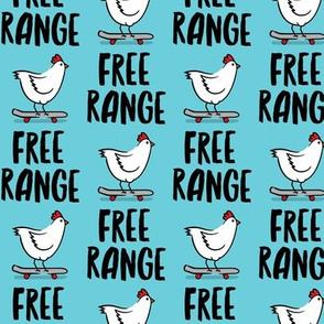 free range chicken - skateboarding chicken - blue - LAD20