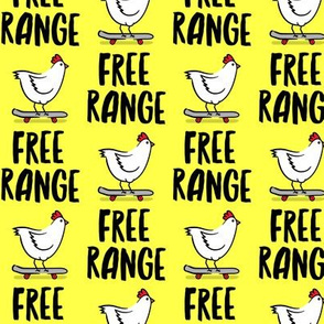 free range chicken - skateboarding chicken - yellow - LAD20