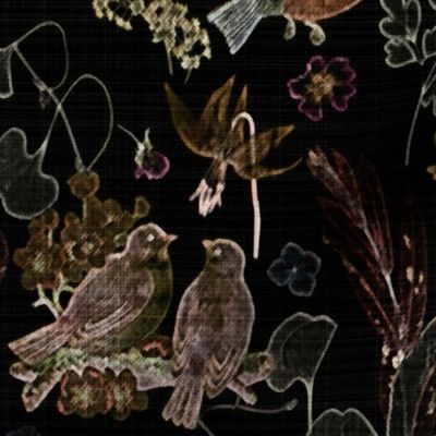 birds n wildflowers velvet