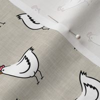 chickens - spring - farm animals - beige - LAD20