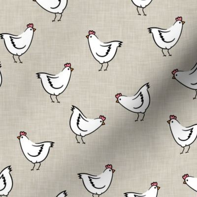 chickens - spring - farm animals - beige - LAD20