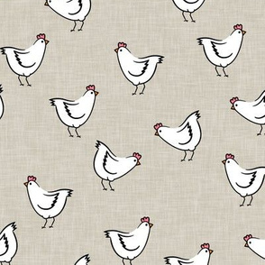 chickens - spring - farm animals - beige - LAD20