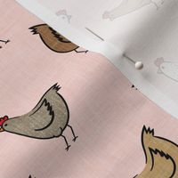chickens - spring - farm animals - multi on pink - LAD20