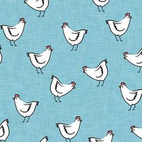 chickens - spring - farm animals - blue - LAD20