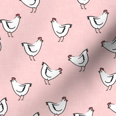 chickens - spring - farm animals - pink - LAD20