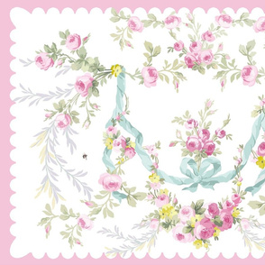 Rococo Rose Swag Tea Towel easter sorbet