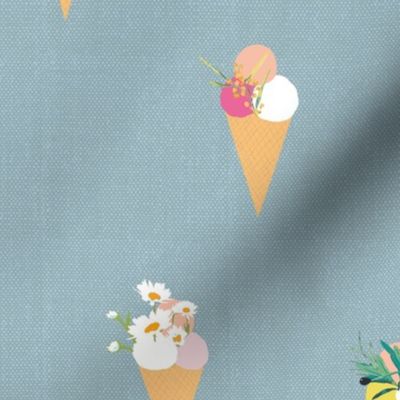 ice cream cones in cornflower