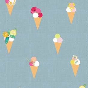 ice cream cones in cornflower