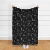 birds n wildflowers blk grey lg