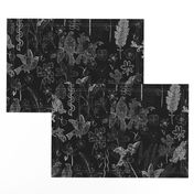 birds n wildflowers blk grey lg