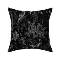 birds n wildflowers blk grey lg