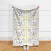 Rococo Rose Swag Tea Towel easter Buttercup