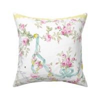 Rococo Rose Swag Tea Towel easter Buttercup