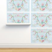 Rococo Rose Swag Tea Towel easter aqua2