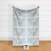 Rococo Rose Swag Tea Towel easter aqua2