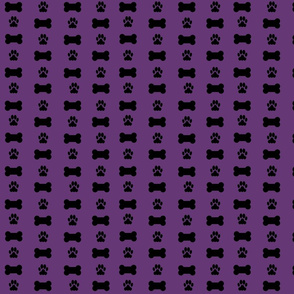 Dog Paws and Bones on Purple