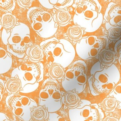 skulls and roses - stamped - orange - LAD20