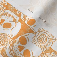 skulls and roses - stamped - orange - LAD20