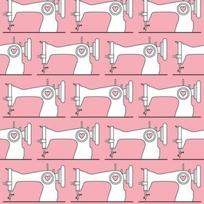 Vintage Sewing Machine & Notions Fabric - Pink –