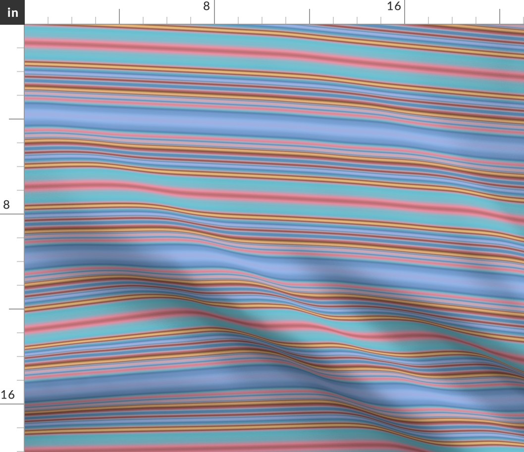 Blue Pink Aqua Horizontal Stripes