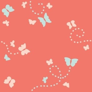 Butterfly Trails - Mint and Coral