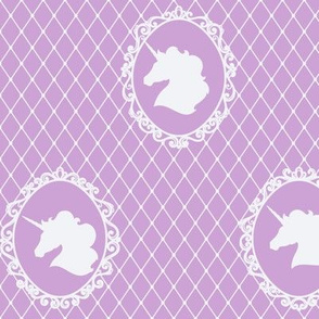 Unicorn Cameo Portrait Pattern on Lavender
