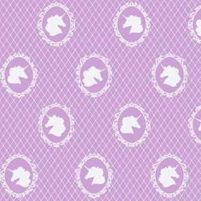 Small Unicorn Cameo Portrait Pattern on Lavender