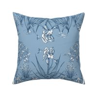 Toile Iris Pond Pattern | Cottage Blue + Navy + White  | Repeating Pattern