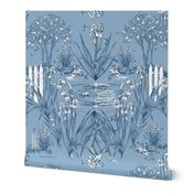 Toile Iris Pond Pattern | Cottage Blue + Navy + White  | Repeating Pattern