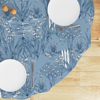 Toile Iris Pond Pattern | Cottage Blue + Navy + White  | Repeating Pattern